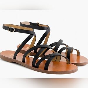 J Crew Cross-strap Flat Leather Sandal Size 10